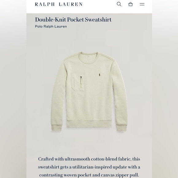 Polo by Ralph Lauren Men's Double-Knit pocketed sweatshirt. Size XL - Picture 2 of 7